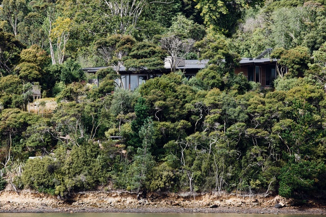 The house has been designed to sit as unobtrusively on the site as possible, with the roofline following the tree canopy.