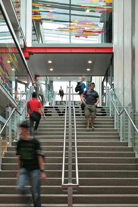 Stepping down the slope of the land, one of the major staircases provides drama.