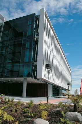 The south-eastern corner; sunscreen reduces the heat load on the 5-Green-Star accredited building.