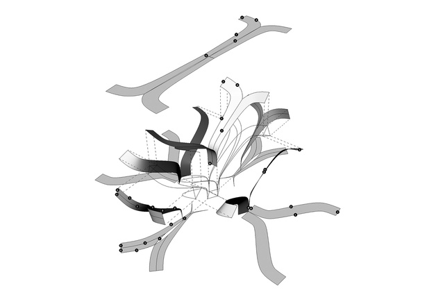 Geometry study of the developable surfaces of the steel armature where it bifurcates.