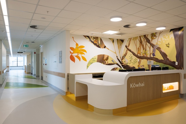 Additional forestry at the ward entry includes giant leaves fallen across the floor.