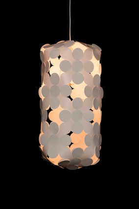 'Spiral 420' lighting cube in white recyclable plastic.